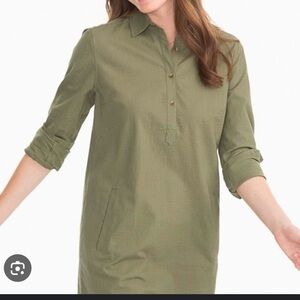 Southern Tide Popover Seersucker Button Up Green T-Shirt Dress- Size Medium